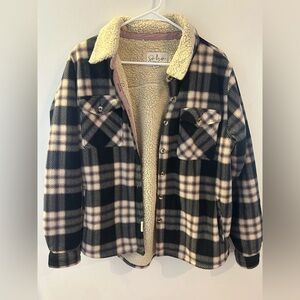Women's Black and Cream Plaid Jacket